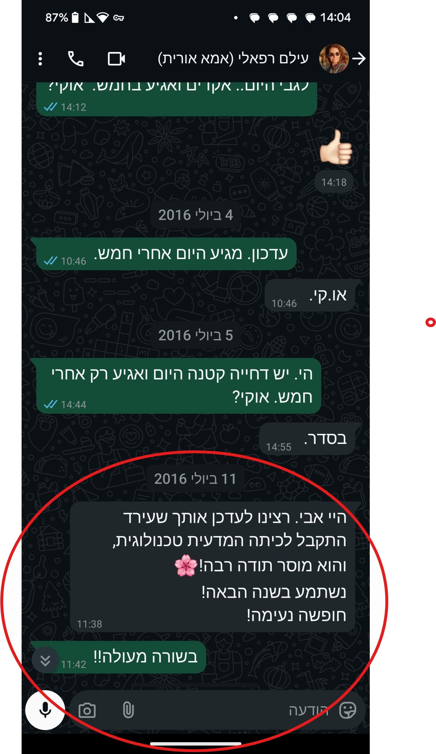 מכתב של עילם רפאלי (2016)